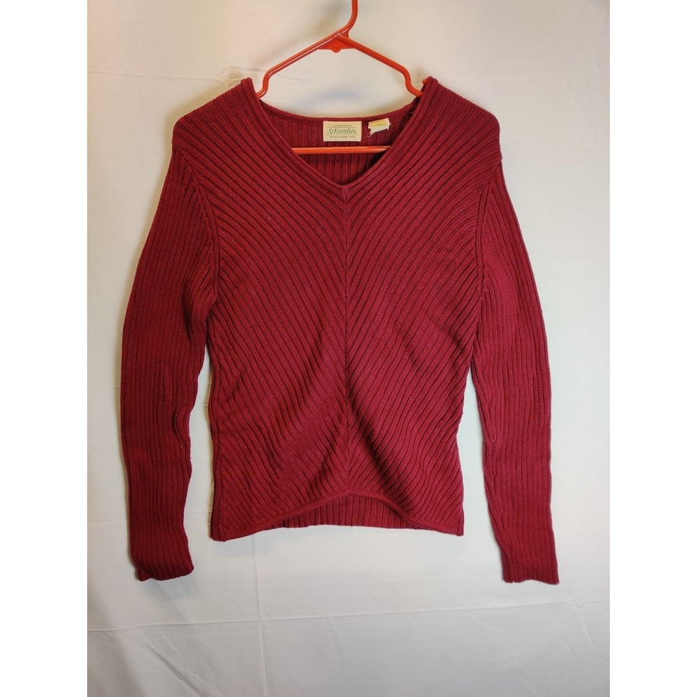 St. John's Bay Womens Pullover Sweater Maroon Long Sleeve Cable Knit Sz Small